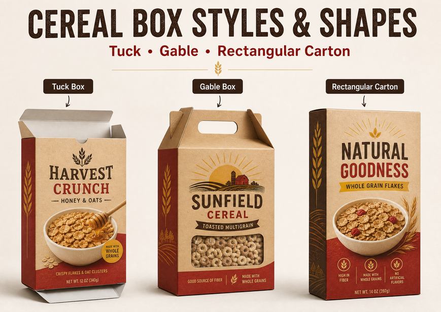 cereal box style and shape
