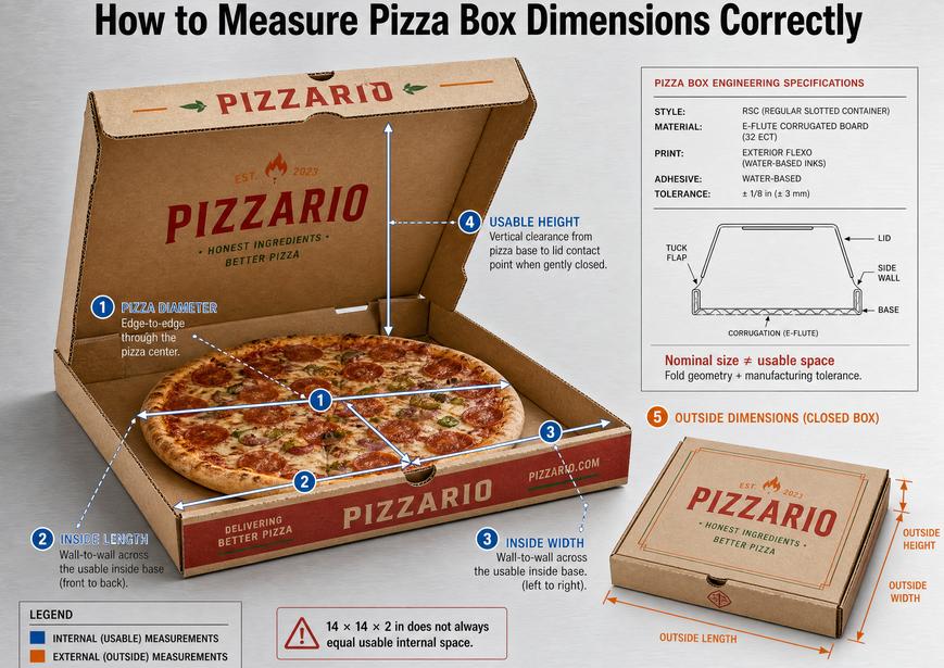 how to measure pizza box dimensions