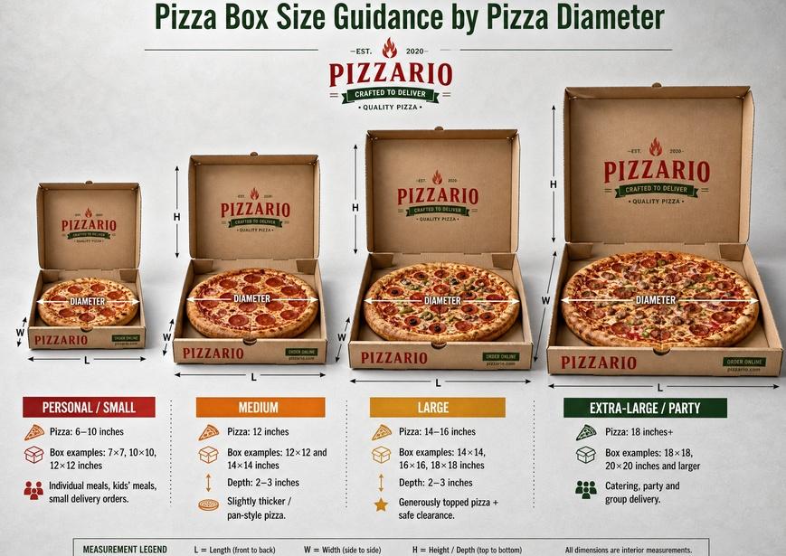 pizza boxes dimensions and sizes
