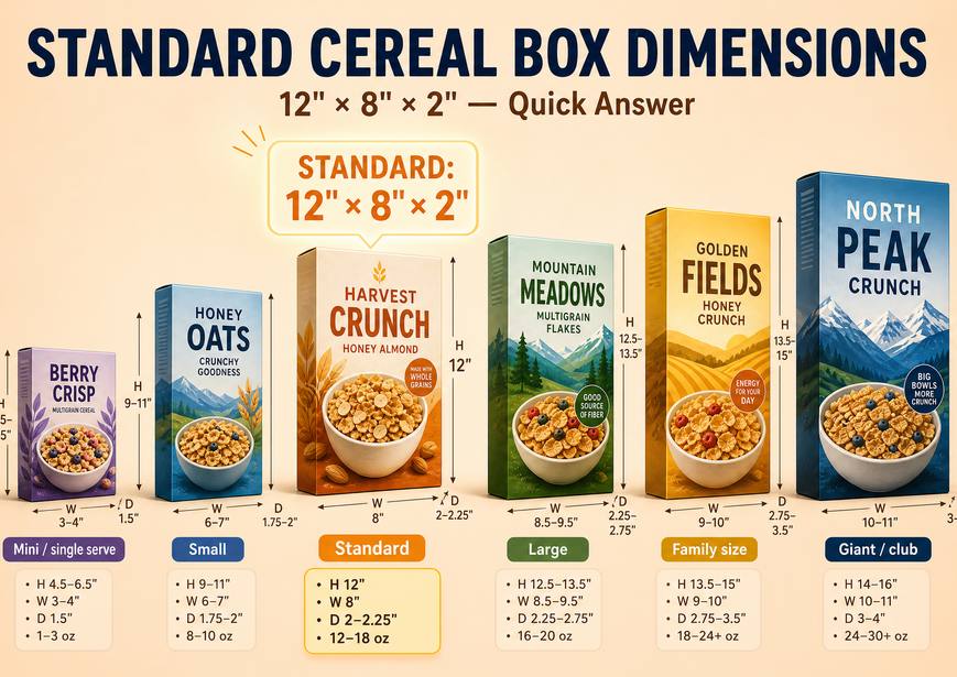 standard cereal box dimensions
