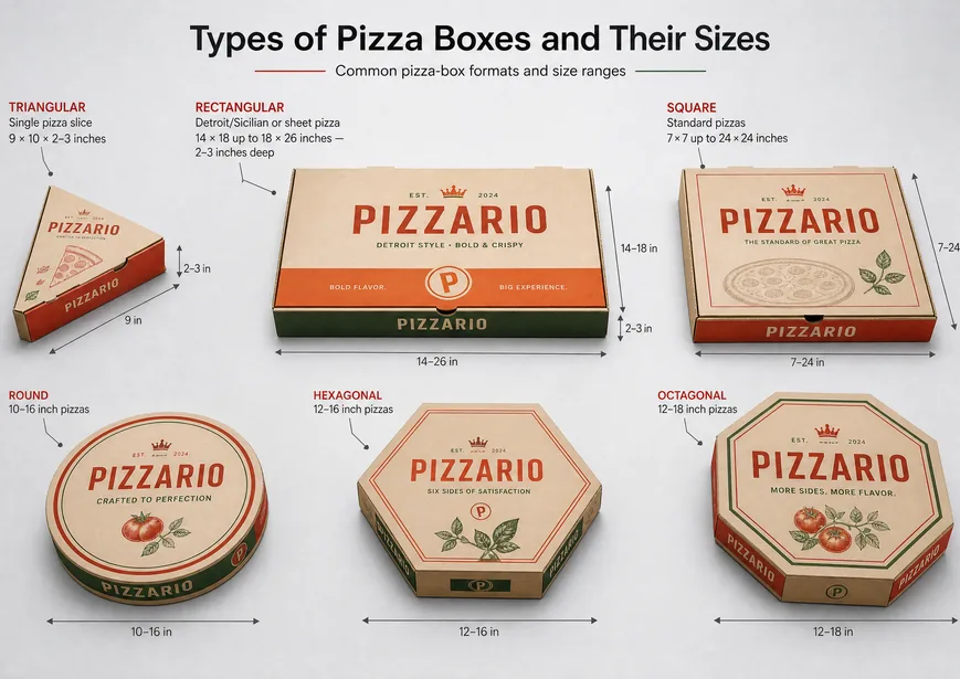 standard pizza boxes sizes