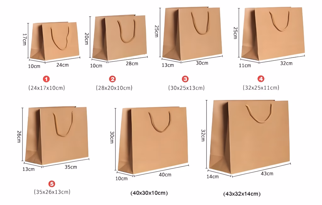 Takeout Paper Bags Sizes