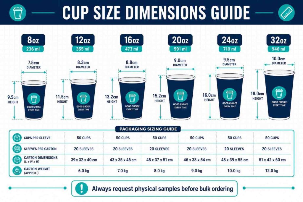 cups dimensions and sizes